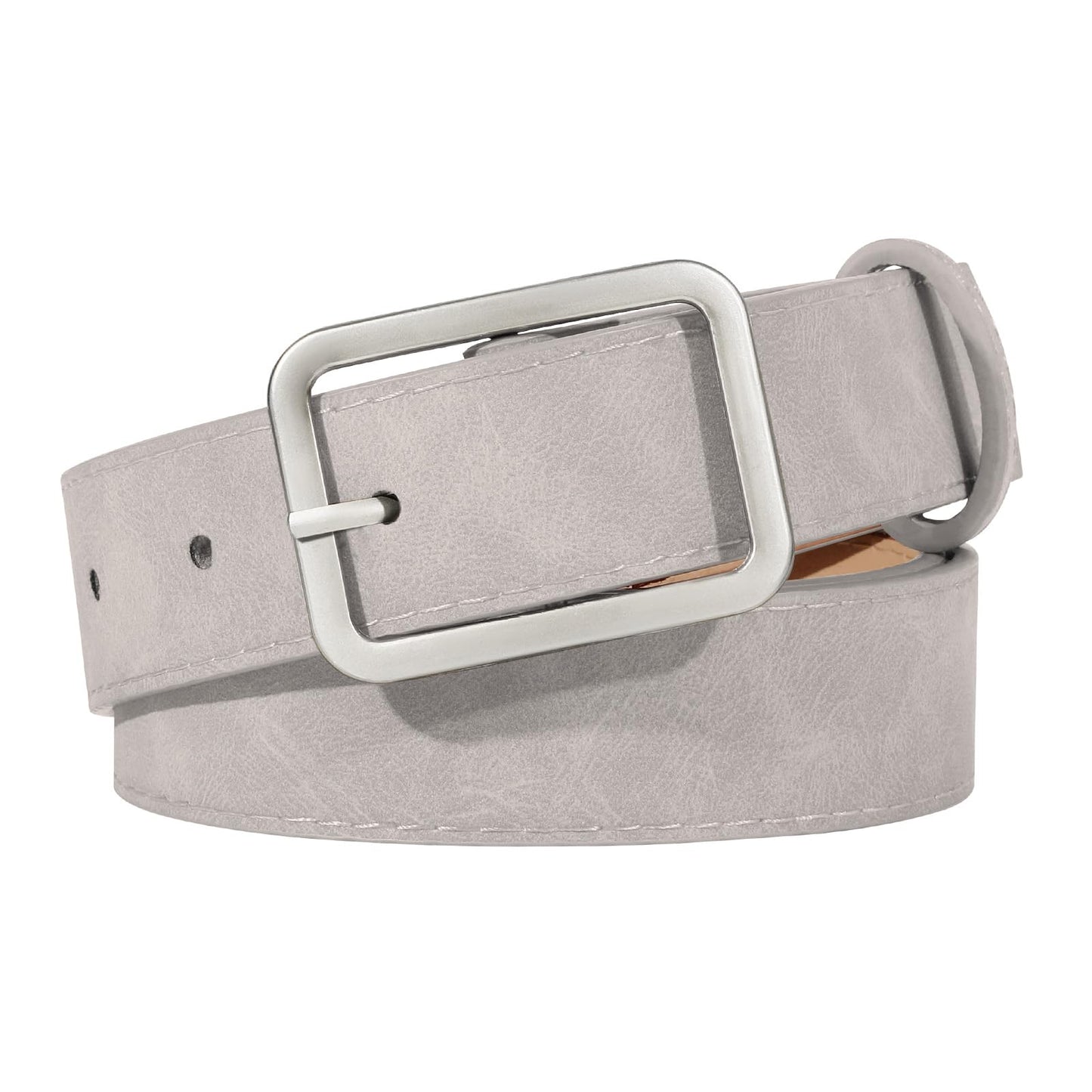 HOTXZQTIVE Women Suede Belts for Women Fashion Leather Belts With Silver Buckle Ladies Waist Belt For Jean Pant Dress
