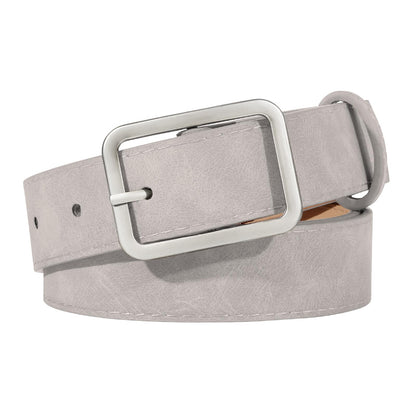 HOTXZQTIVE Women Suede Belts for Women Fashion Leather Belts With Silver Buckle Ladies Waist Belt For Jean Pant Dress