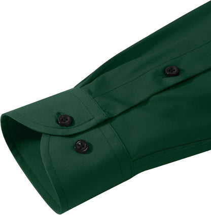 HOTMens Wrinkle Free Dress Shirts Regular Fit Business Button Down Shirt Formal Long Sleeve Wedding Stretch Shirts