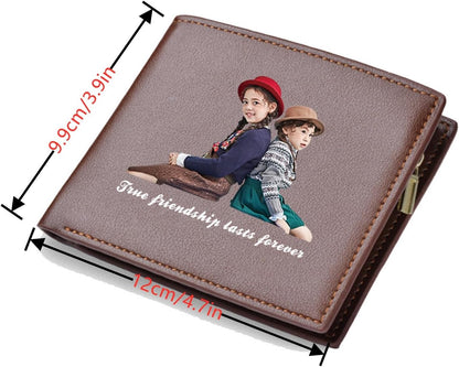 HOTCustom Photo Printing Wallet Personalized Engraved Leather Wallet Valentine's Father's Day Anniversary Gifts for Dad, Husband, Son, Groomsmen, Boyfriend
