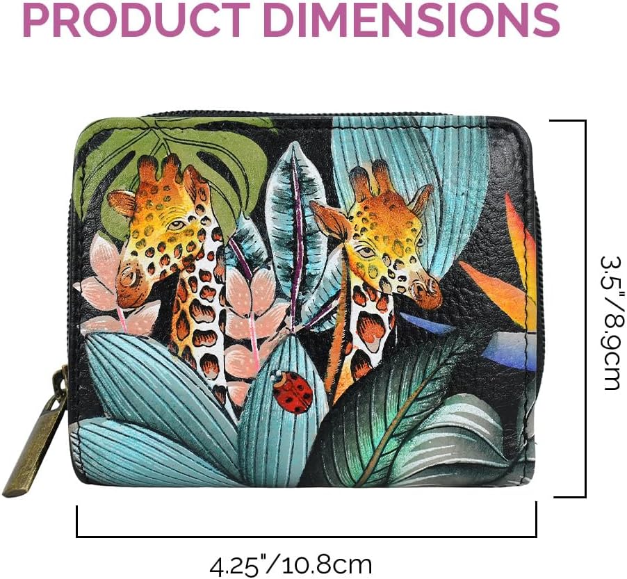 HOTAnna by Anuschka Women’s Hand-Painted Original Leather RFID Double Compartment Wallet