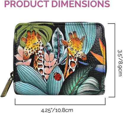 HOTAnna by Anuschka Women’s Hand-Painted Original Leather RFID Double Compartment Wallet