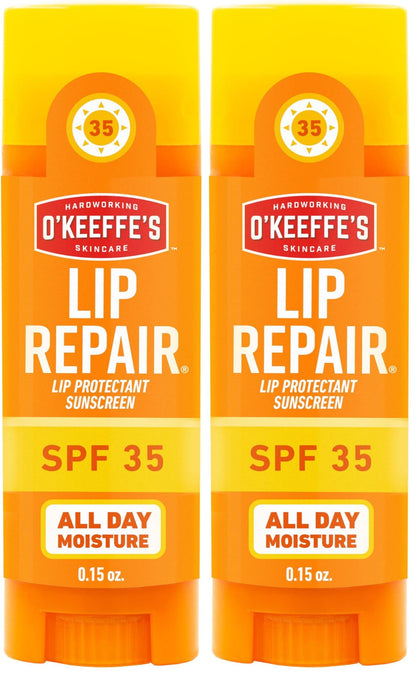 HOTO'Keeffe's Lip Repair SPF 35 Lip Balm - Stick (3 Pack) - Sun-Safe Moisturizer for Extremely Cracked, Dry Lips