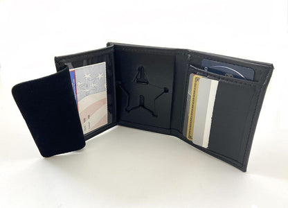 HOTPerfect Fit Shield Wallets 5 Point Star Florida Sheriff Five-Point Star | Badge Style Hidden Badge Wallet Leather (Cutout PF-185) Black. Badge Holders
