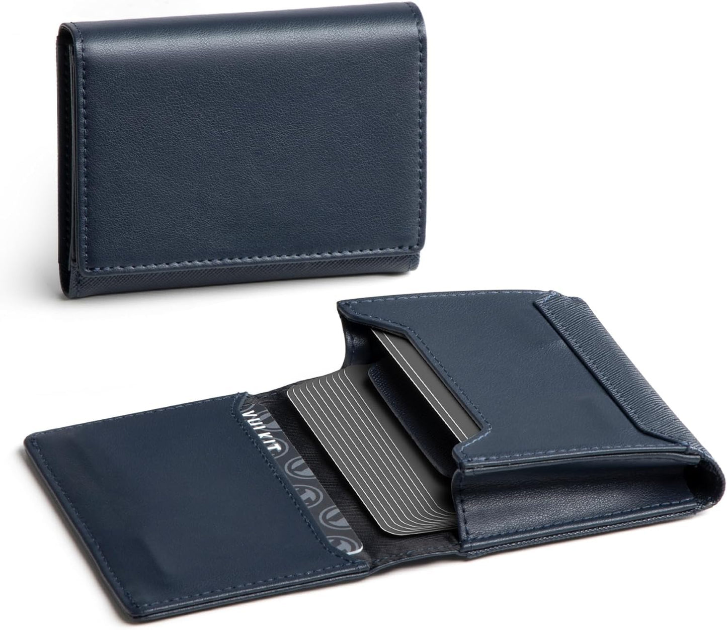 HOTReal Leather Business Card Holder Premium RFID Blocking Card Case with ID Window and Magnetic Closure Holds Up to 40 Business Cards (Grain Brown)