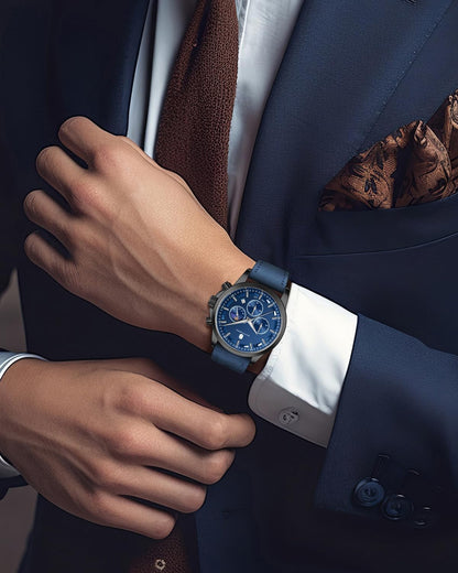 HOTBENYAR Mens Watches Analog Quartz Chronograph Waterproof Wrist Watches for Men Fashion Business Work Casual Sport Designer Dress Watch with Calendar Elegant Gifts for Men
