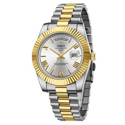 HOTNIBOSI Men Watches Analog Quartz Stainless Steel Rose Gold Silver Watches for Men Waterproof Business Classic Desiger Wrist Watch with Day Date