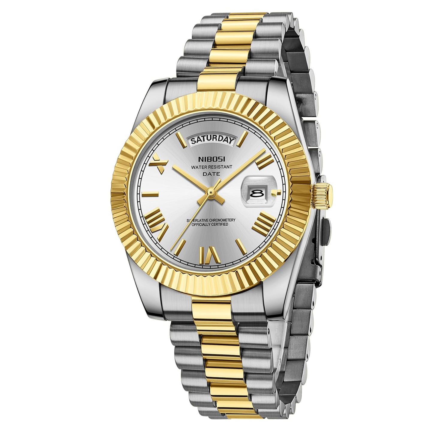 HOTNIBOSI Men Watches Analog Quartz Stainless Steel Rose Gold Silver Watches for Men Waterproof Business Classic Desiger Wrist Watch with Day Date