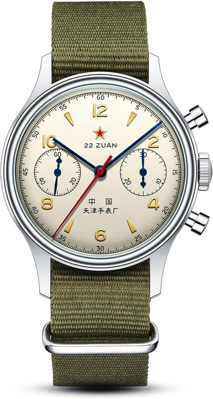 HOTSEA-GULL Men's Mechanical Wristwatch, Seagull 1963 Aviation Chronograph Pilot Mechanical Watch, Manual Winding, GD 1963 International Edition, ST1901