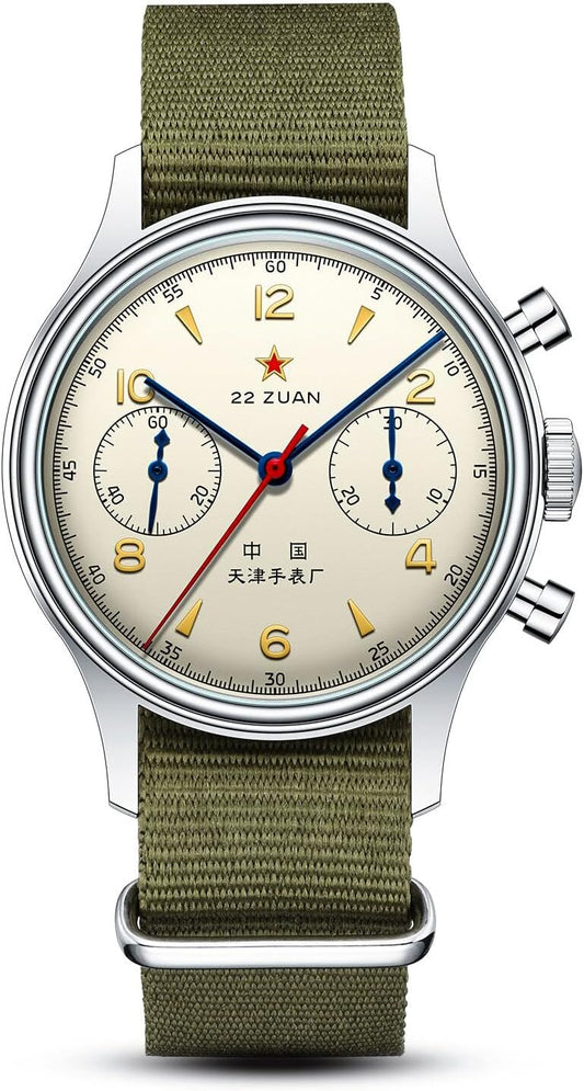 HOTSEA-GULL Men's Mechanical Wristwatch, Seagull 1963 Aviation Chronograph Pilot Mechanical Watch, Manual Winding, GD 1963 International Edition, ST1901