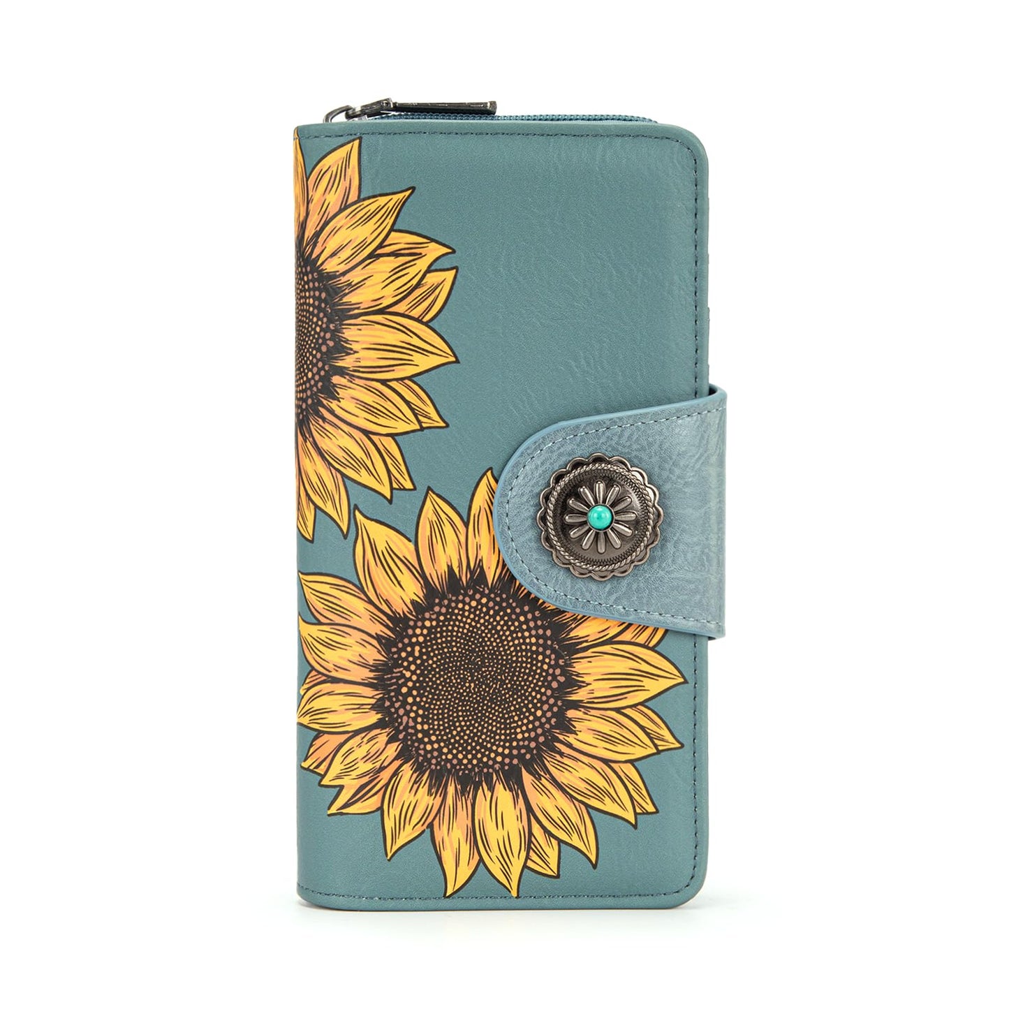 HOTMontana West Women's Wallets Western Sunflower Wallet Women Large Capacity Credit Card Wallet Ladies Female Bifold Clutch Wallets with ID Window and Coin Purse