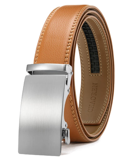 HOTCHAOREN Mens Belt - Mens Ratchet Belt Leather 1 3/8" for Dress Pant - Micro Adjustable Belt Fit Everywhere