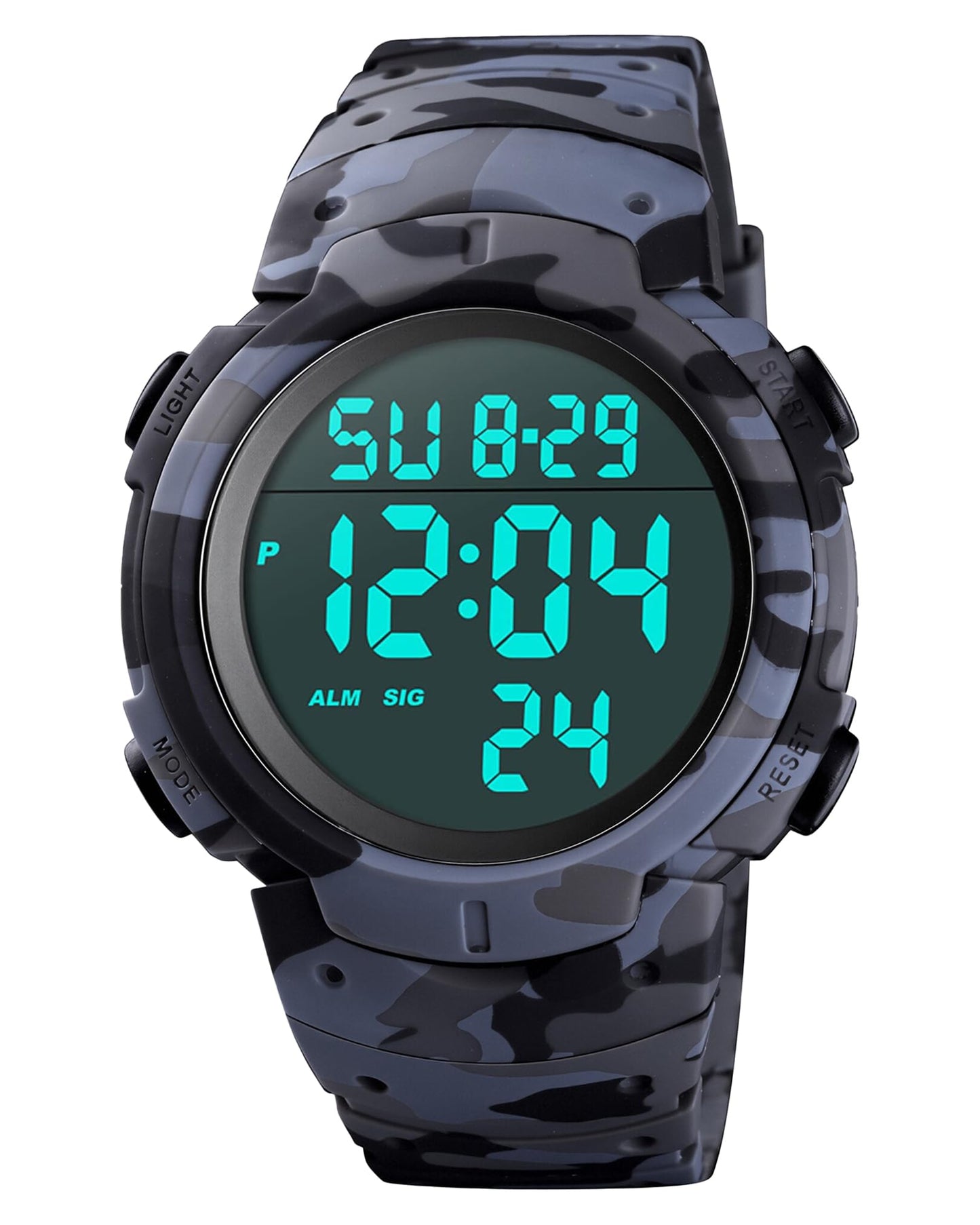 HOTCakCity Men's Digital Sports Watch,50M Water Resistant,50mm Large Face,Stopwatch,Alarm,EL Backlight,Black,Ideal for Sport,Referee,Outdoor Work,Running Training & Daily Wear