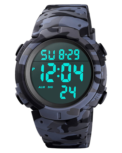 HOTCakCity Men's Digital Sports Watch,50M Water Resistant,50mm Large Face,Stopwatch,Alarm,EL Backlight,Black,Ideal for Sport,Referee,Outdoor Work,Running Training & Daily Wear