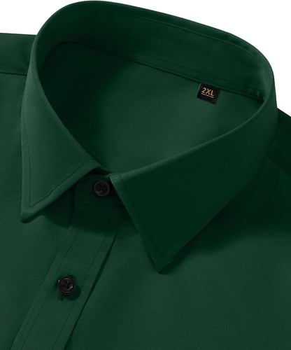 HOTMens Wrinkle Free Dress Shirts Regular Fit Business Button Down Shirt Formal Long Sleeve Wedding Stretch Shirts