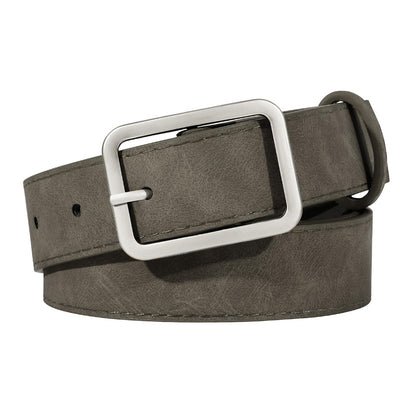 HOTXZQTIVE Women Suede Belts for Women Fashion Leather Belts With Silver Buckle Ladies Waist Belt For Jean Pant Dress