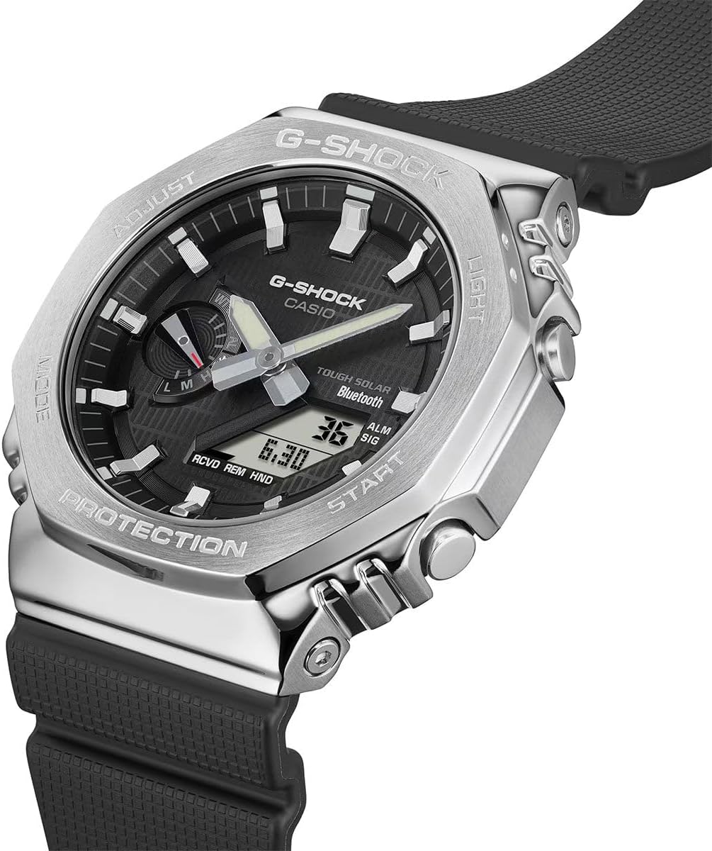 HOTG-Shock Casio G-Steel Solar Connected Black Dial Black Resin Strap Watch - GBM2100-1A