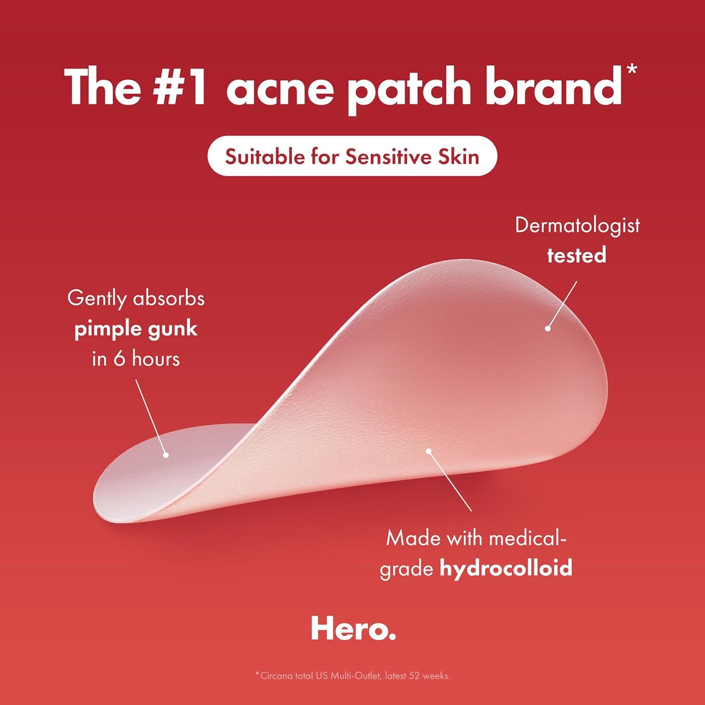HOTHero Cosmetics Mighty Patch Original Nighttime Acne Pimple Patches, 75 Ct | #1 Hydrocolloid Acne Patches, Shrinks Zits & Whiteheads in 1 Use, Spot Treatment Pimple Stickers for Face