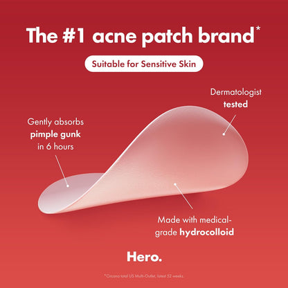 HOTHero Cosmetics Mighty Patch Original Nighttime Acne Pimple Patches, 75 Ct | #1 Hydrocolloid Acne Patches, Shrinks Zits & Whiteheads in 1 Use, Spot Treatment Pimple Stickers for Face