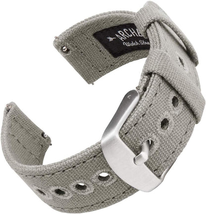 HOTArcher Watch Straps - Canvas Quick Release Watch Bands (Black, 20mm)
