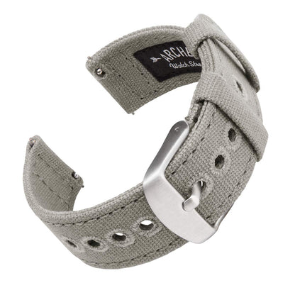 HOTArcher Watch Straps - Canvas Quick Release Watch Bands (Faded Olive, 22mm)