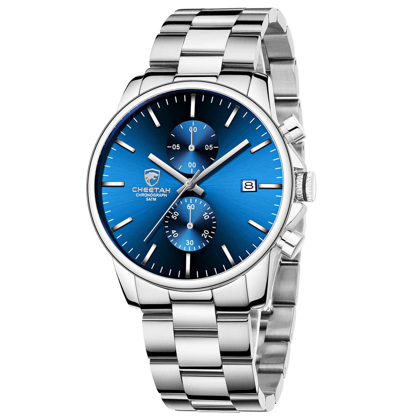 HOTGOLDEN HOUR Fashion Business Mens Watches with Stainless Steel Waterproof Chronograph Quartz Watch for Men, Auto Date