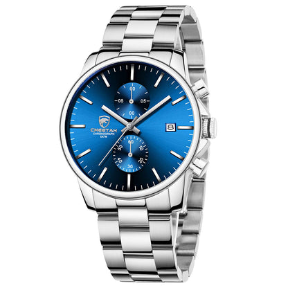 HOTGOLDEN HOUR Fashion Business Mens Watches with Stainless Steel Waterproof Chronograph Quartz Watch for Men, Auto Date