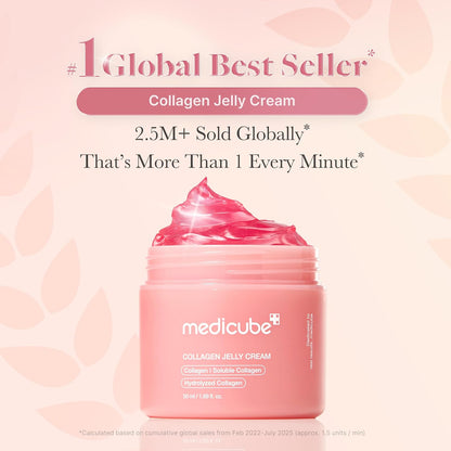 HOTmedicube Collagen Jelly Cream- Niacinamide & Freeze-Dried Hydrolyzed Collagen - Boosts skin's barrier hydration and gives 24h Glow & Lifted Look - Korean skincare (1.69 Fl Oz (Pack of 1)) | Freeze-Dried Hydrolyzed Collagen for Skin Barrier Hydration, 2
