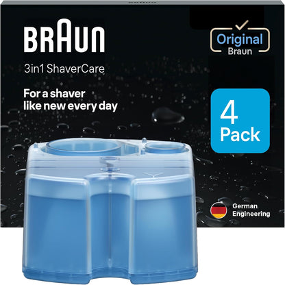 HOTBraun Clean & Renew Refill Cartridges CCR, Replacement Shaver Cleaner Liquid Solution for Clean&Charge System, Pack of 4