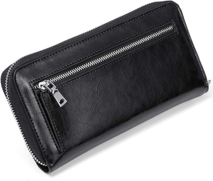 HOTWallets for Women RFID Blocking Leather Zip Around Wristlet Clutch Travel Purse