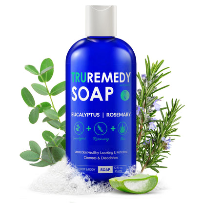 HOTTruremedy Naturals 12 oz Tea Tree Oil Body Wash - Invigorating Tea Tree Soap with Peppermint, Aloe, Eucalyptus, Coconut and Olive Oil - Refreshing Body Wash for Men and Women - Shower Gel Cleanser
