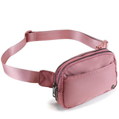 HOTPander Everywhere Belt Bag for Women, 5 Zipper Pockets Nylon Crossbody Fanny Pack Purse (White Opal)