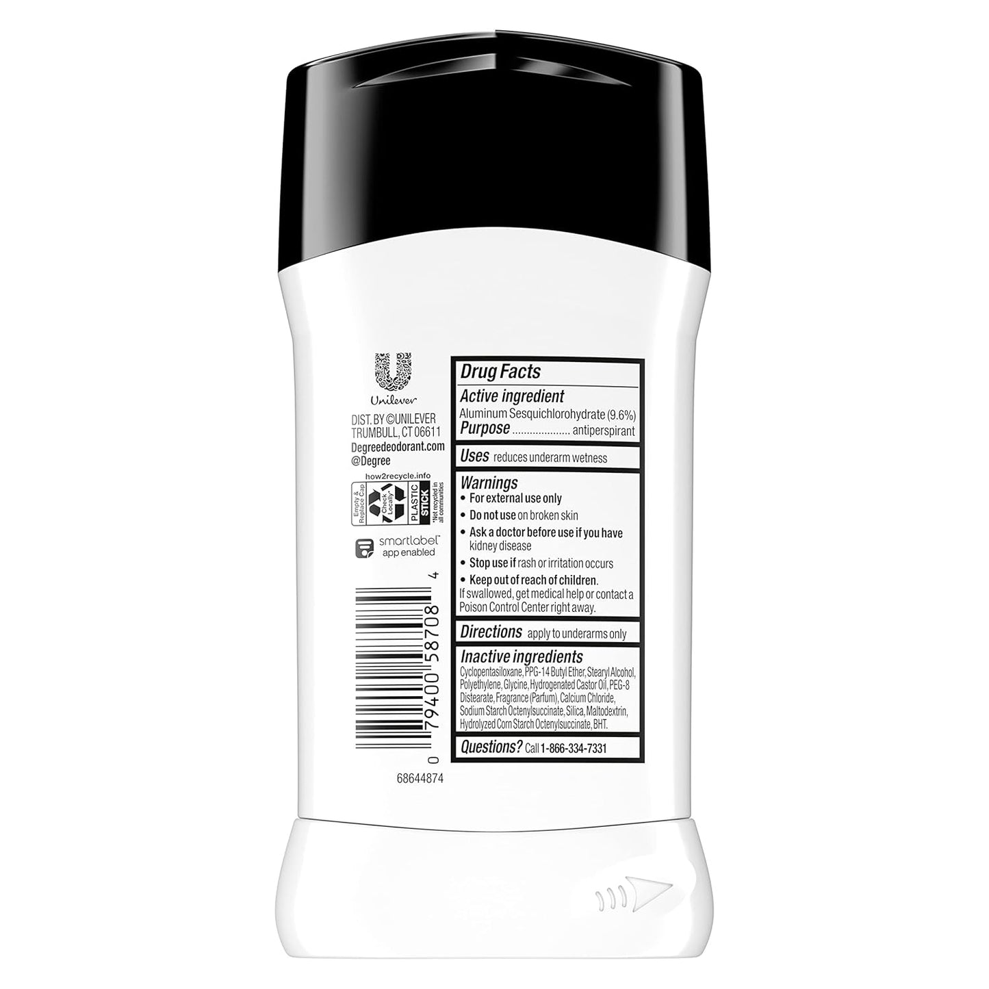 HOTDegree Men UltraClear Antiperspirant Deodorant Black + White 4 count 72-Hour Sweat & Odor Protection Antiperspirant For Men With MotionSense Technology 2.7 oz