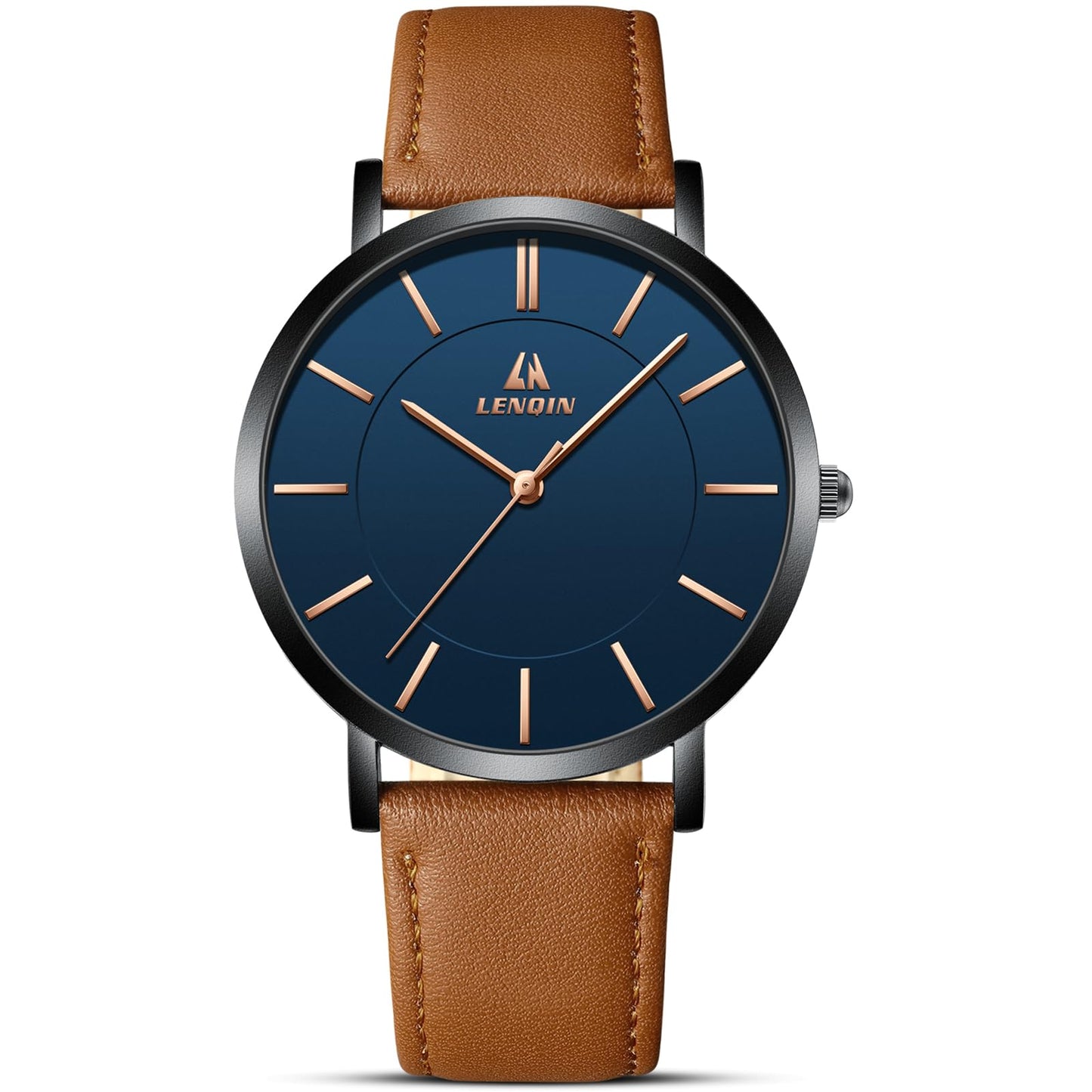 HOTLN LENQIN Mens Watches Waterproof Stainless Steel Watch for Men Analog Quartz Fashion Business Designer Wristwatch