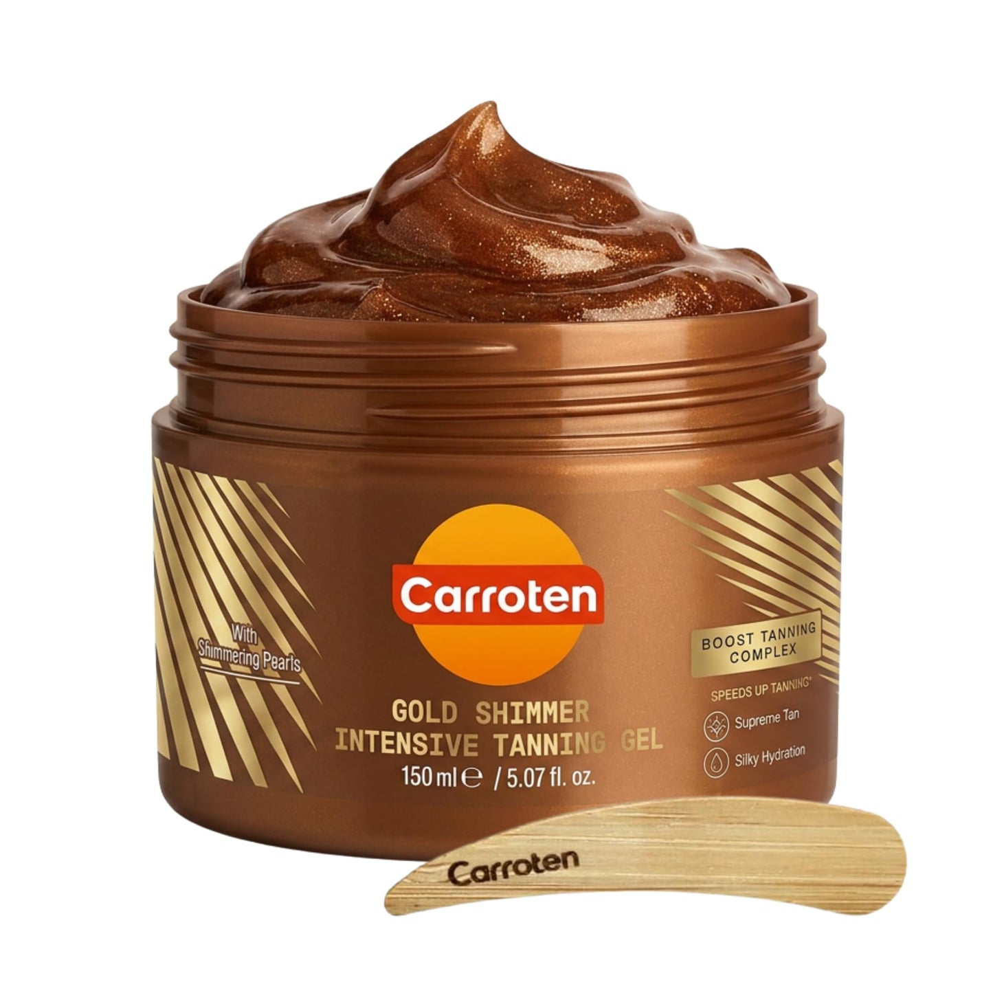 HOTCarroten Intensive Tanning Gel, Browning Tan Accelerator, 5 oz | Non-Greasy, Water-Resistant with Carrot and Coconut Oil, Vitamin A & E For Moisture & Hydration, Made in Greece