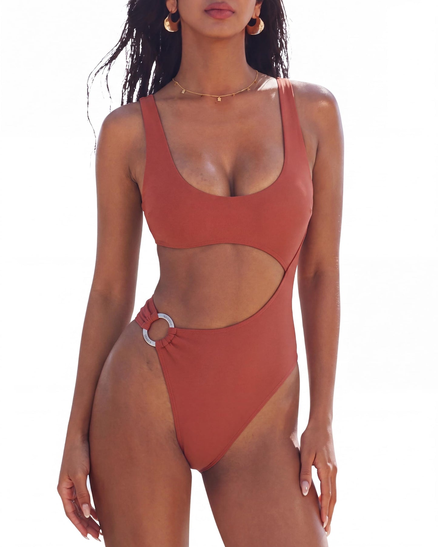 HOTSUUKSESS Women Sexy One Piece Tummy Control Swimsuit Cutout Backless Bathing Suit