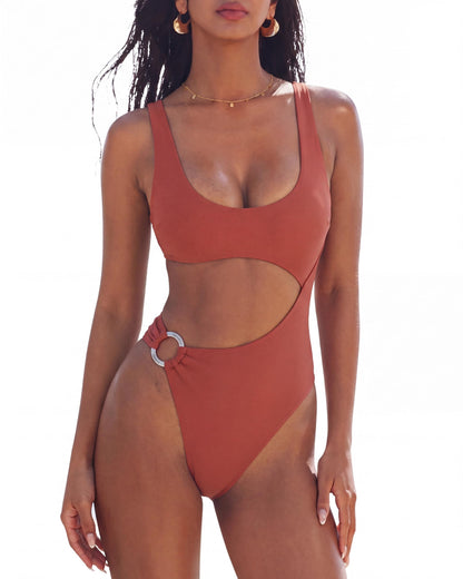 HOTSUUKSESS Women Sexy One Piece Tummy Control Swimsuit Cutout Backless Bathing Suit