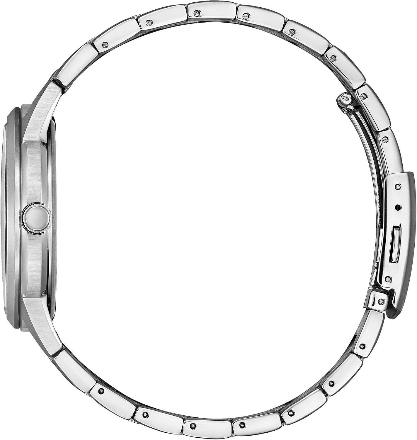 HOTCITIZEN Men's Eco-Drive Dress Classic Watch, Silver-Tone Stainless Steel Bracelet, Ivory Dial, 3 Hand, Day/Date (Model: AW0100-86B)