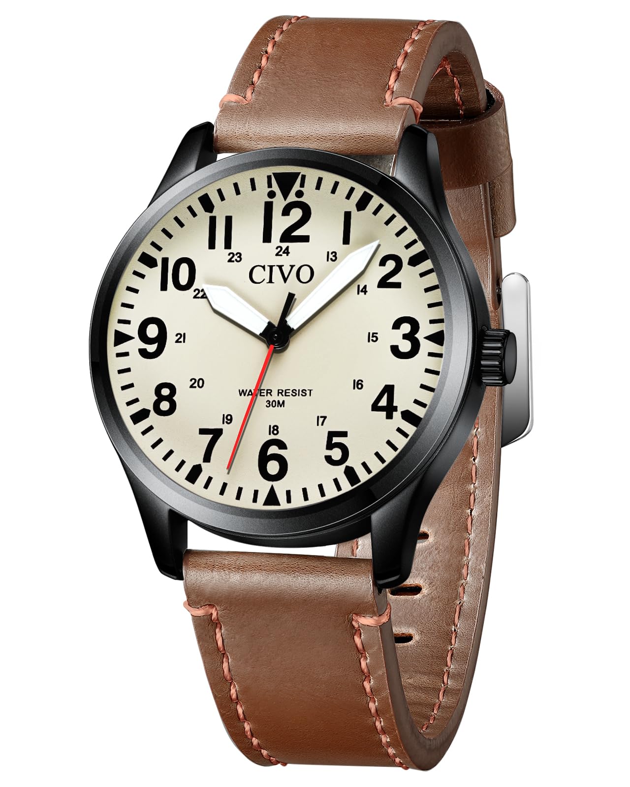 HOTCIVO Military Watch for Men Waterproof: Analog Mens Watches Classic- Field Wrist Watches for Man