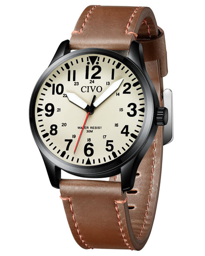 HOTCIVO Military Watch for Men Waterproof: Analog Mens Watches Classic- Field Wrist Watches for Man