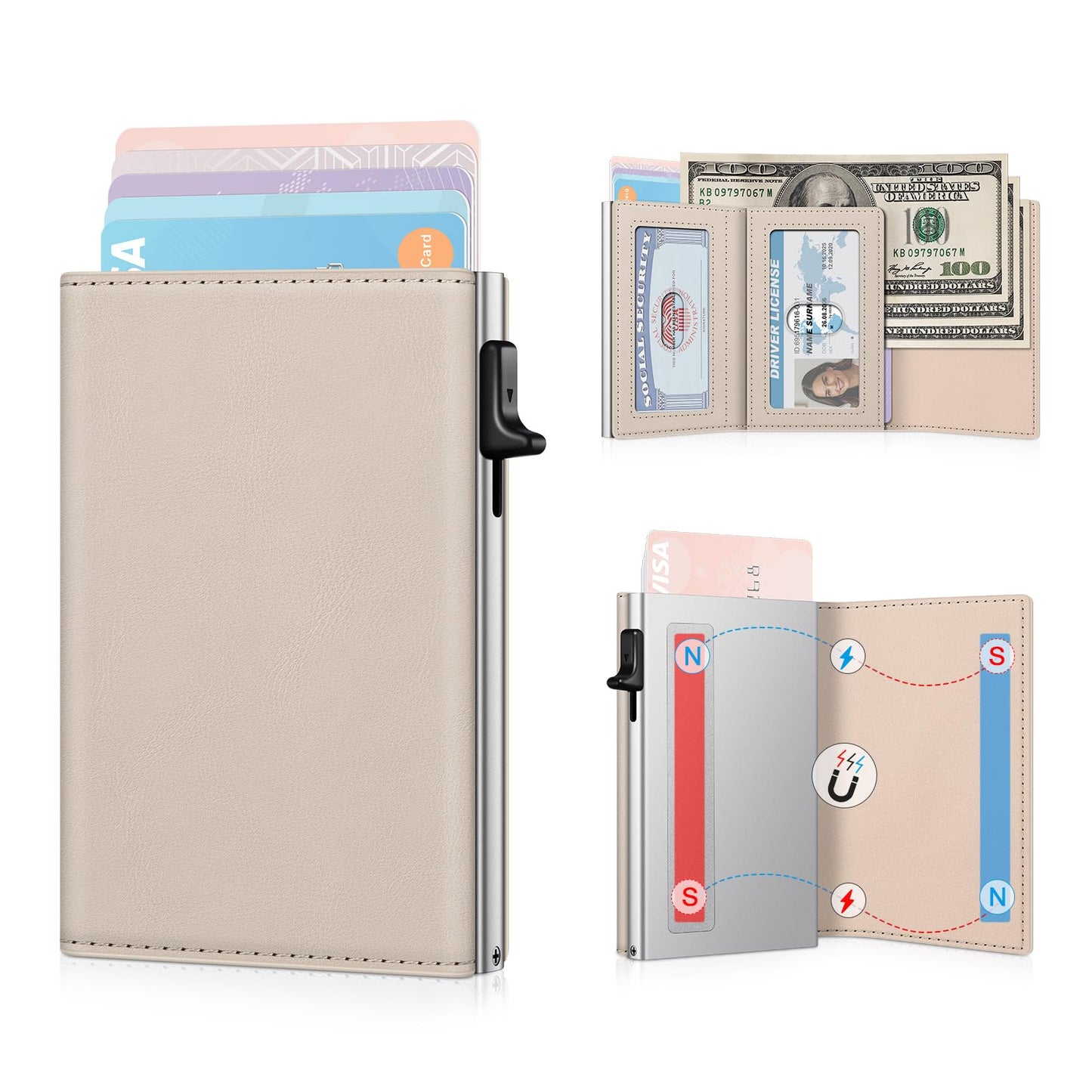 HOTSmall Wallet Women RFID Blocking Slim Card Wallet - Compact Credit Card Holder for 9-12 Cards with Cash Slot & Clear ID Window, Birthday Gifts for Women
