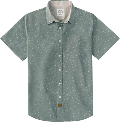 HOTDubinik® Mens Short Sleeve Button Down Shirts 100% Cotton Plaid Men's Casual Button-Down Shirts with Pocket