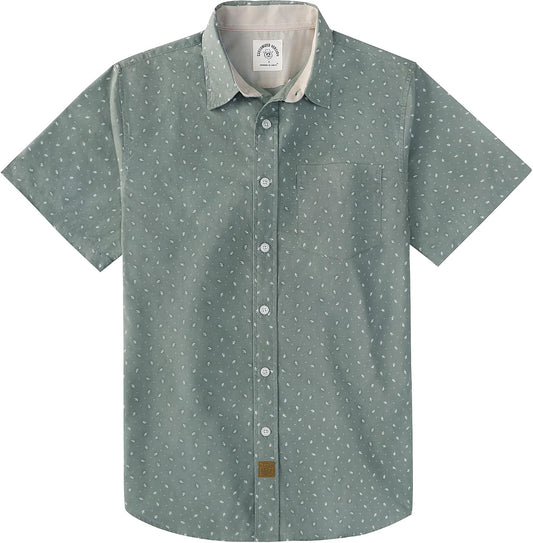 HOTDubinik® Mens Short Sleeve Button Down Shirts 100% Cotton Plaid Men's Casual Button-Down Shirts with Pocket