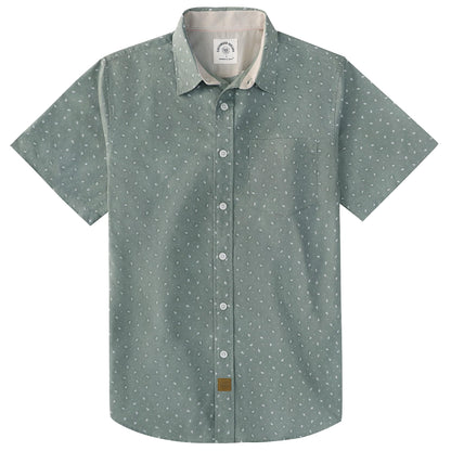 HOTDubinik® Mens Short Sleeve Button Down Shirts 100% Cotton Plaid Men's Casual Button-Down Shirts with Pocket