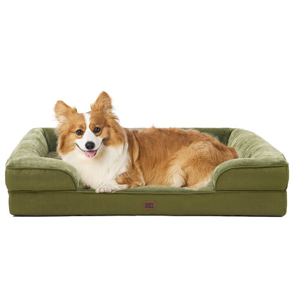 HOTEHEYCIGA Orthopedic Dog Beds for Extra Large Dogs 44x32Inch, Polyurethane Foam XL Pet Bed with Sides, Non-Slip and Egg-Crate Foam Big Dog Couch Bed with Washable Removable Cover, Grey