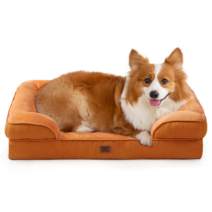 HOTEHEYCIGA Orthopedic Dog Beds for Extra Large Dogs 44x32Inch, Polyurethane Foam XL Pet Bed with Sides, Non-Slip and Egg-Crate Foam Big Dog Couch Bed with Washable Removable Cover, Grey