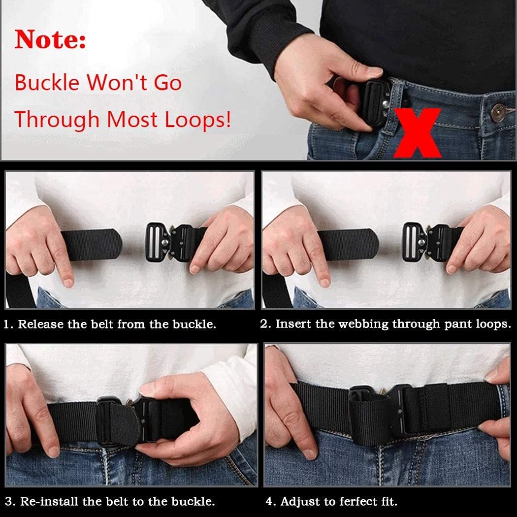 HOTMOZETO Tactical Belts for Men Military Style Work Hiking Riggers Web Gun Belt with Heavy Duty Quick Release Metal Buckle