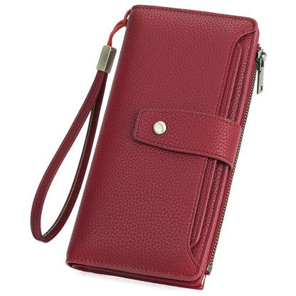 HOTGAEKEAO Womens Wallet RFID Blocking Large Capacity Vegan Leather Card Holder Wristlet Clutch with 32 Card Slots 4 ID Windows