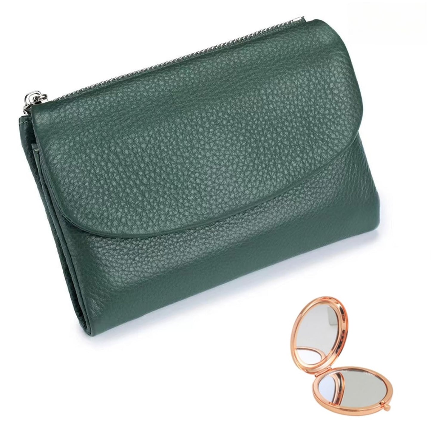 HOTUnisex Pebble Leather Wallet, Multicolor Genuine Leather Short Wallets for Women & Men, Small Full Grain Coin Purse with Credit Card Holder for Coins and Cards (#12)