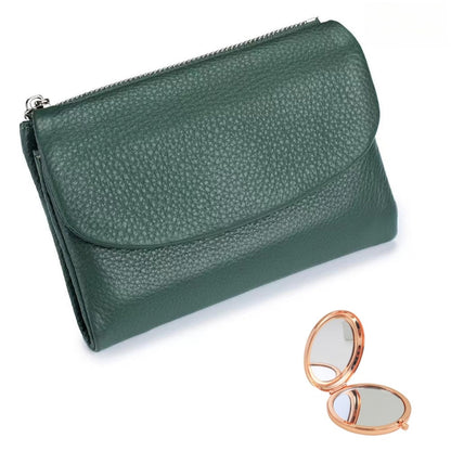HOTUnisex Pebble Leather Wallet, Multicolor Genuine Leather Short Wallets for Women & Men, Small Full Grain Coin Purse with Credit Card Holder for Coins and Cards (#12)